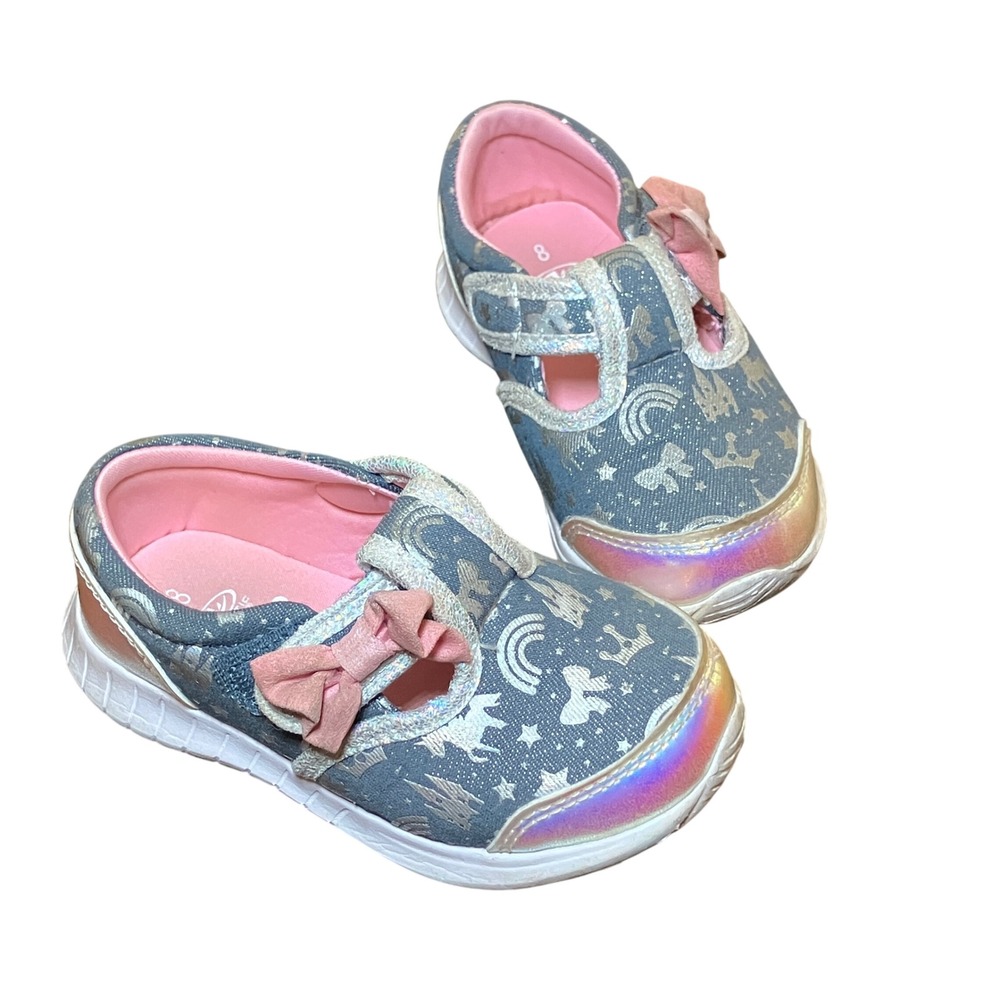 Athletic Works Toddler Size 8 Girl Unicorn Rainbow Mary Jane Sneakers Blue Pink